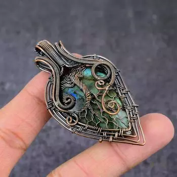 Natural Labradorite Handmade Copper Wire Wrap Tree Of Life Pendant 2.76 f6m60