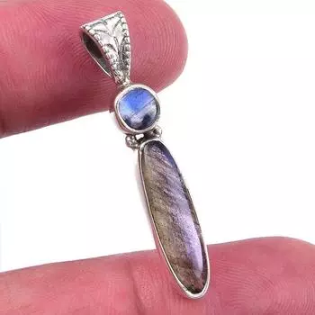 Natural Labradorite, Kyanite 925 Solid Sterling Silver Gift Pendant 1.50 f4Y71