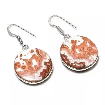 Natural Laguna Lace Agate 925 Sterling Silver Jewelry Earring 1.69 U5z92