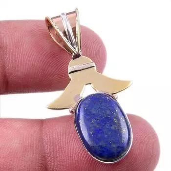 Natural Lapis Lazuli 925 Solid Sterling Silver TwoTone Gift Pendant 1.50 y3F21