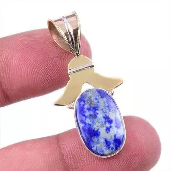 Natural Lapis Lazuli 925 Solid Sterling Silver TwoTone Gift Pendant 1.50 B9i70