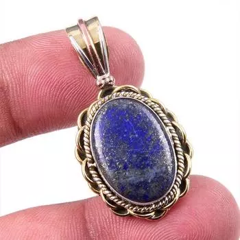 Natural Lapis Lazuli 925 Solid Sterling Silver TwoTone Gift Pendant 1.50 z3P25
