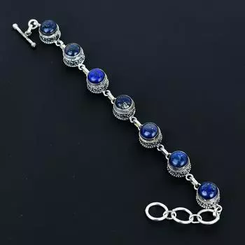 Natural Lapis Lazuli Bracelet 925 Sterling Silver Bracelet Adjustable Chain Bracelet Handmade Boho Bracelet Gemstone Jewelry Engagement Gifts 8 синий