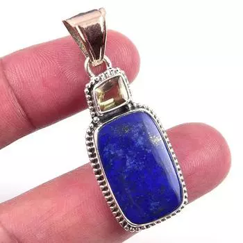 Natural Lapis Lazuli,Citrine 925 Solid Sterling Silver Gift Pendant 1.75 r6Y68