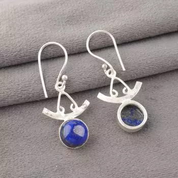 Natural Lapis Lazuli Earrings 925 Stamped Silver Drop/Dangle Gemstone Earrings EE-152-31