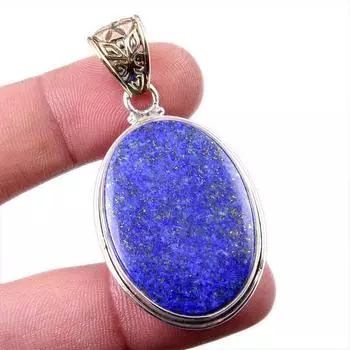 Natural Lapis Lazuli Gemstone 925 Solid Sterling Silver Gift Pendant 2.25 A7Q94