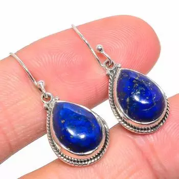 Natural Lapis Lazuli Gemstone 925 Solid Sterling Silver Gift Earring 1.25 g5b87