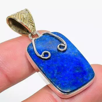 Natural Lapis Lazuli Gemstone 925 Solid Sterling Silver Gift Pendant 1.75 t4T65