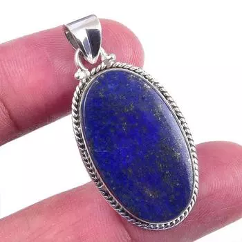 Natural Lapis Lazuli Gemstone 925 Solid Sterling Silver Gift Pendant 1.75 M4W16