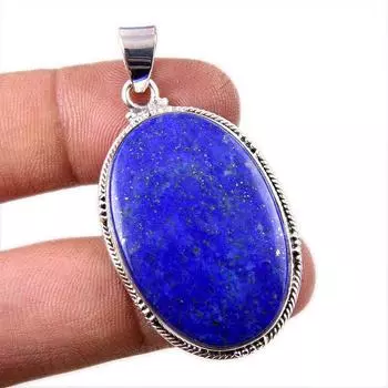 Natural Lapis Lazuli Gemstone 925 Solid Sterling Silver Gift Pendant 2.25 c3o11