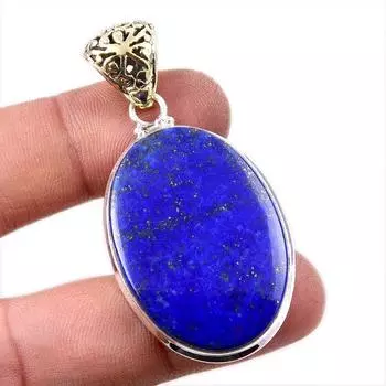 Natural Lapis Lazuli Gemstone 925 Solid Sterling Silver Gift Pendant 1.75 R1m77