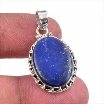Natural Lapis Lazuli Gemstone 925 Solid Sterling Silver Gift Pendant 1.50 J8F82