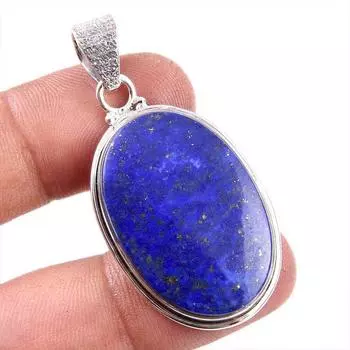 Natural Lapis Lazuli Gemstone 925 Solid Sterling Silver Gift Pendant 1.75 Q8L40