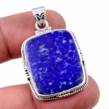 Natural Lapis Lazuli Gemstone 925 Solid Sterling Silver Gift Pendant 1.75 u7G73
