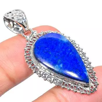 Natural Lapis Lazuli Gemstone 925 Solid Sterling Silver Gift Pendant 1.97 Y5J69