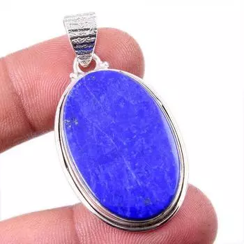 Natural Lapis Lazuli Gemstone 925 Solid Sterling Silver Gift Pendant 2.25 e0b14