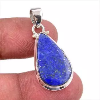 Natural Lapis Lazuli Gemstone 925 Solid Sterling Silver Gift Pendant 1.50 h6R48