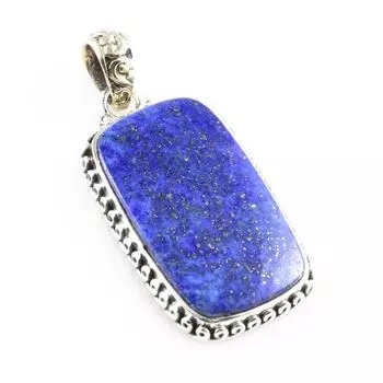 Natural Lapis Lazuli Gemstone 925 Solid Sterling Silver Gift Pendant 1.6 q9J36