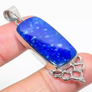 Natural Lapis Lazuli Gemstone 925 Solid Sterling Silver Gift Pendant 2.25 g4q14
