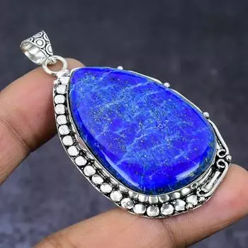 Natural Lapis Lazuli Gemstone 925 Steling Silver Jewelry Pendant 2.52 u4h40