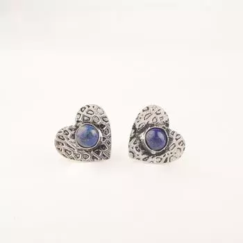 Natural Lapis Lazuli Gemstone 925 Sterling Silver Jewelry Handcrafted Studs 0.6 EE-143-20