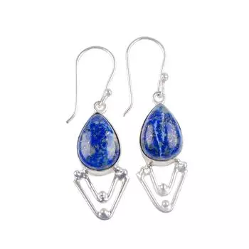 Natural Lapis Lazuli Gemstone 925 Sterling Silver Elegant Jewelry Earrings 1.90 EE-39-31