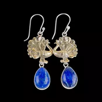 Natural Lapis Lazuli Gemstone 925 Sterling Silver Jewelry Handmade Earrings2.20 EE-44-30