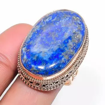 Natural Lapis Lazuli Gemstone 925 Sterling Silver Jewelry Ring Size 7 k8c47
