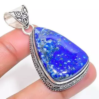 Natural Lapis Lazuli Gemstone 925 Sterling Silver Jewelry Pendant 2.05 e7j00