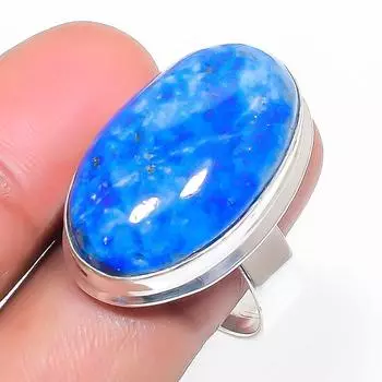 Natural Lapis Lazuli Gemstone 925 Sterling Silver Jewelry Ring Size 9 S4P42