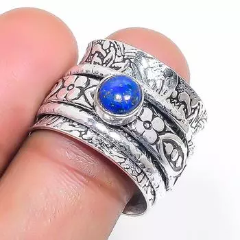 Natural Lapis Lazuli Gemstone 925 Sterling Silver Jewelry Ring Size 7.5 t5i90