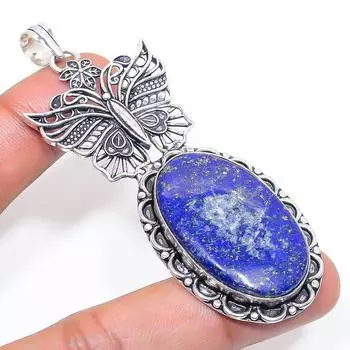 Natural Lapis Lazuli Gemstone 925 Sterling Silver Jewelry Pendant 3.15 R5p72