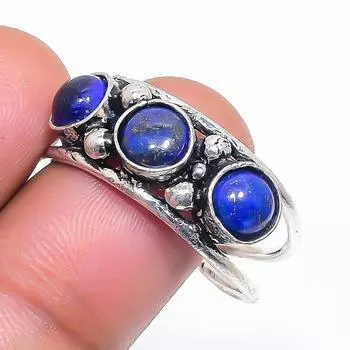Natural Lapis Lazuli Gemstone 925 Sterling Silver Jewelry Ring Size 10 y3f20