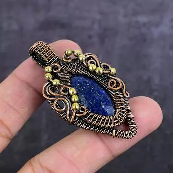Подвеска из натурального лазурита с медной проволокой 2,36 дюйма n7j29