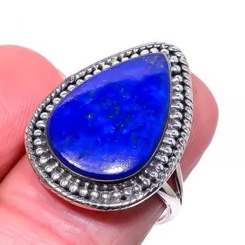 Natural Lapis Lazuli Gemstone Handmade 925 Solid Sterling Silver Ring S.7 D9M80