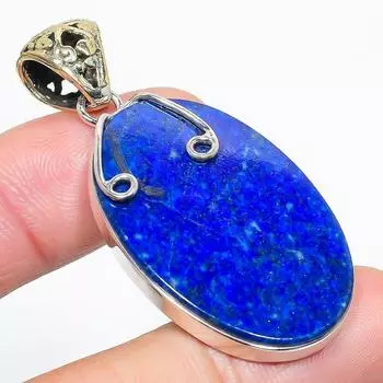 Natural Lapis Lazuli Gemstone Handmade 925 Solid Sterling Silver Pendant 2 Y7a66