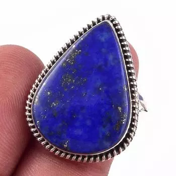 Natural Lapis Lazuli Gemstone Handmade 925 Solid Sterling Silver Ring S.10 g5z88