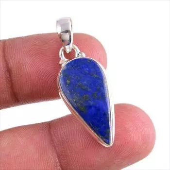 Natural Lapis Lazuli Gemstone Handmade 925 Solid Silver Gift Pendant 1.50 g4v89