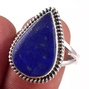 Natural Lapis Lazuli Gemstone Handmade 925 Solid Sterling Silver Ring S.9 E4P11