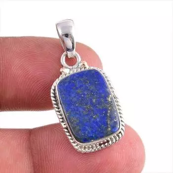 Natural Lapis Lazuli Gemstone Handmade 925 Solid Silver Gift Pendant 1.50 k4e83