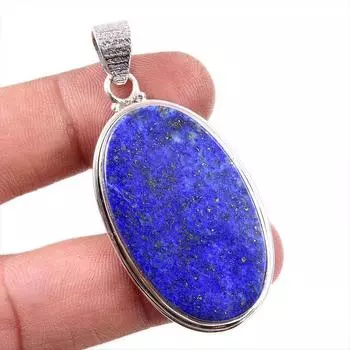 Natural Lapis Lazuli Gemstone Handmade 925 Solid Sterling Silver Pendant 2 w4z07