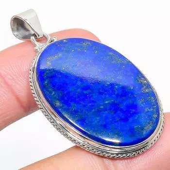 Natural Lapis Lazuli Gemstone Handmade 925 Solid Sterling Silver Pendant 2 h6L06