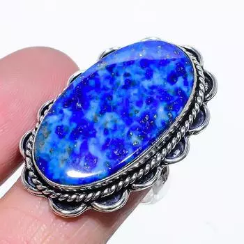 Кольцо из серебра 925 пробы с натуральным лазуритом, размер 10 Y7C09