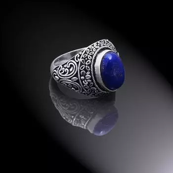 Natural Lapis Lazuli Gemstone Handmade 925 Sterling Silver Ring Size 6.75 h8U29