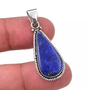 Natural Lapis Lazuli Gemstone Handmade 925 Sterling Silver Pendant 1.50 U4Z58