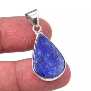 Natural Lapis Lazuli Gemstone Handmade 925 Sterling Silver Pendant 1.25 k8B33