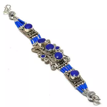 Natural Lapis Lazuli Gemstone Handmade Bracelet 7-8 C9L37