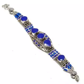 Natural Lapis Lazuli Gemstone Handmade Bracelet 7-8 i4d96