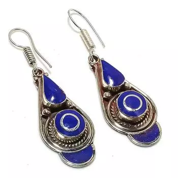 Natural Lapis Lazuli Gemstone Handmade Jewelry Earring 2.40 z7I76