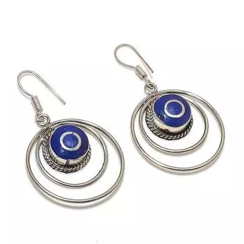 Natural Lapis Lazuli Gemstone Handmade Jewelry Earring 1.97 R1K24